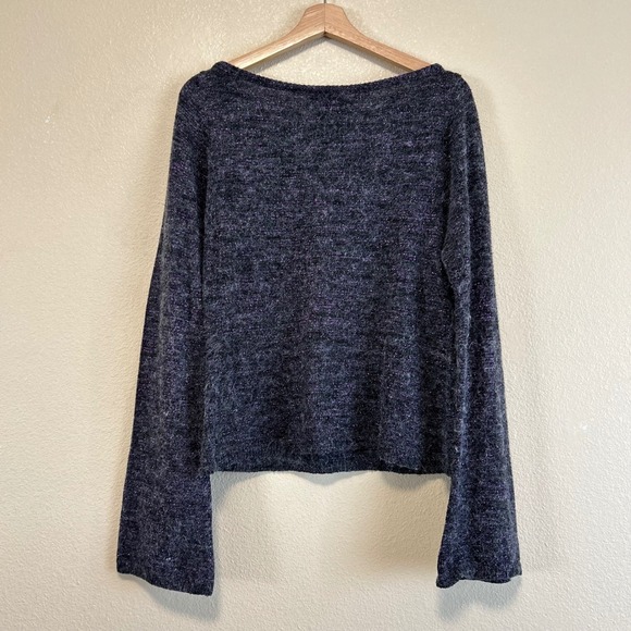 Eye Candy Vintage Fuzzy Metallic Shimmer Boat Neck Bell Gray Size L Sweater Goth - Picture 2 of 8